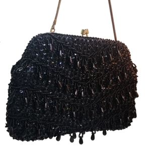 Vintage sequin beaded clutch purse Black